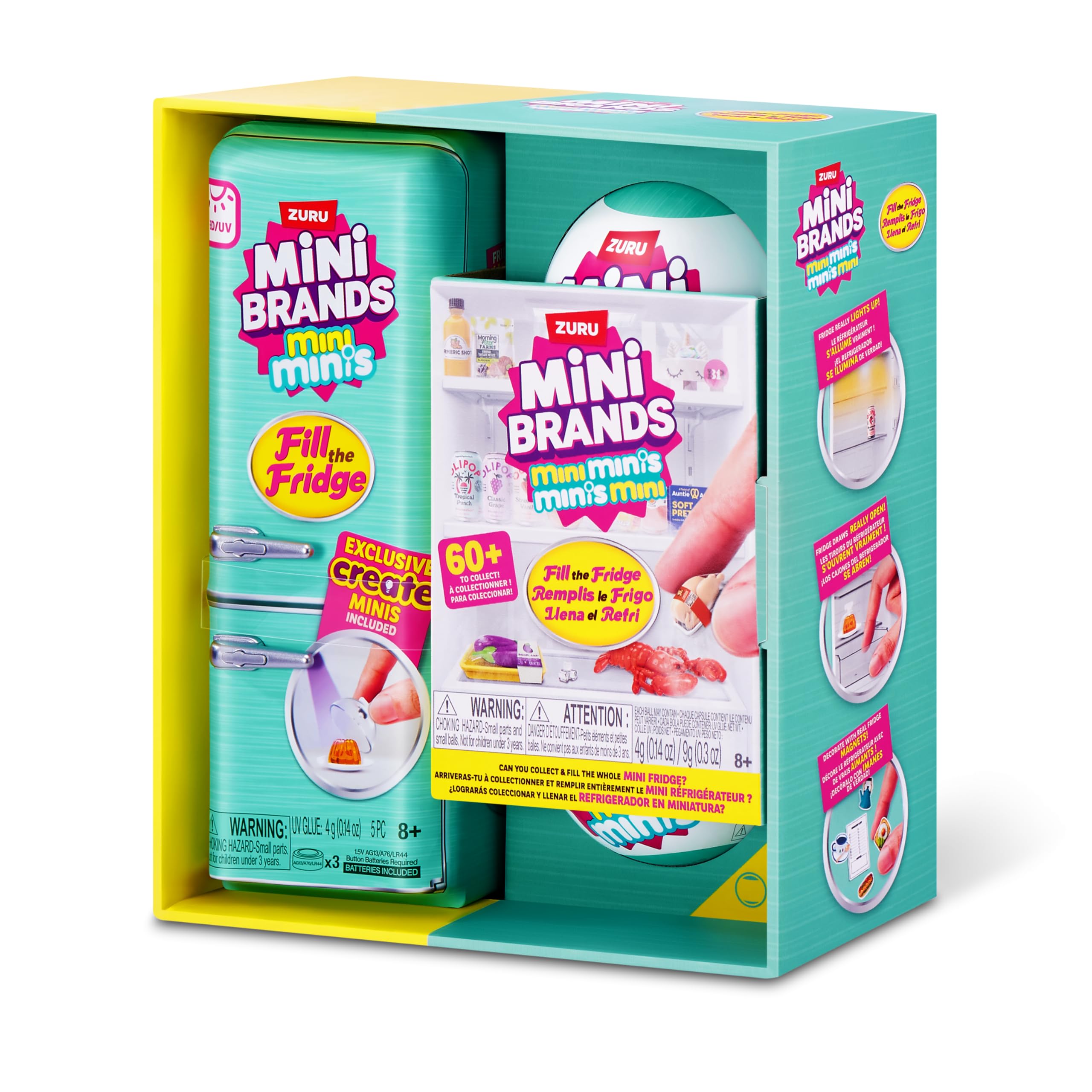 Conjunto de Brinquedos Mini Fridge Zuru Mini Brands com 2 Cápsulas Misteriosas, mais de 60 Miniaturas Colecionáveis,