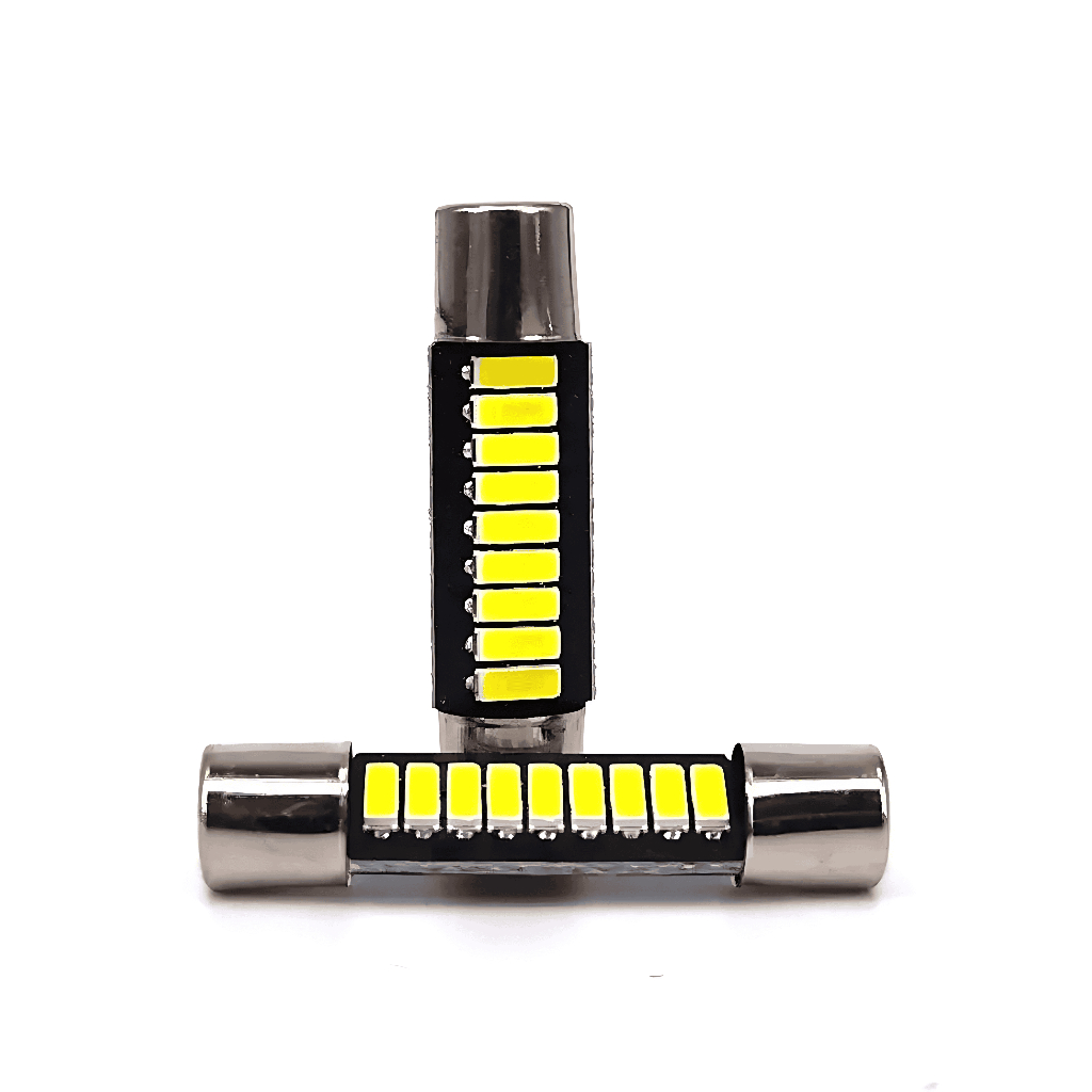 Lâmpada LED Torpedo Canbus 28mm 29mm 31mm 9 LEDs Branco Luz de Placa Teto 12V Canceller