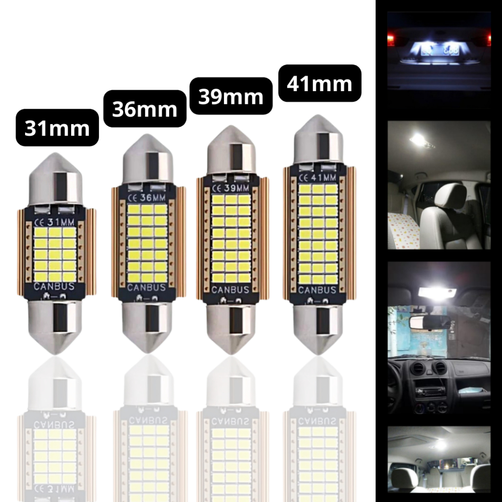 Lâmpada led torpedo Canbus 31mm 36mm 39mm 41mm Não acusa no painel Canceller Alto Brilho e Qualidade Luz Interna Festoon