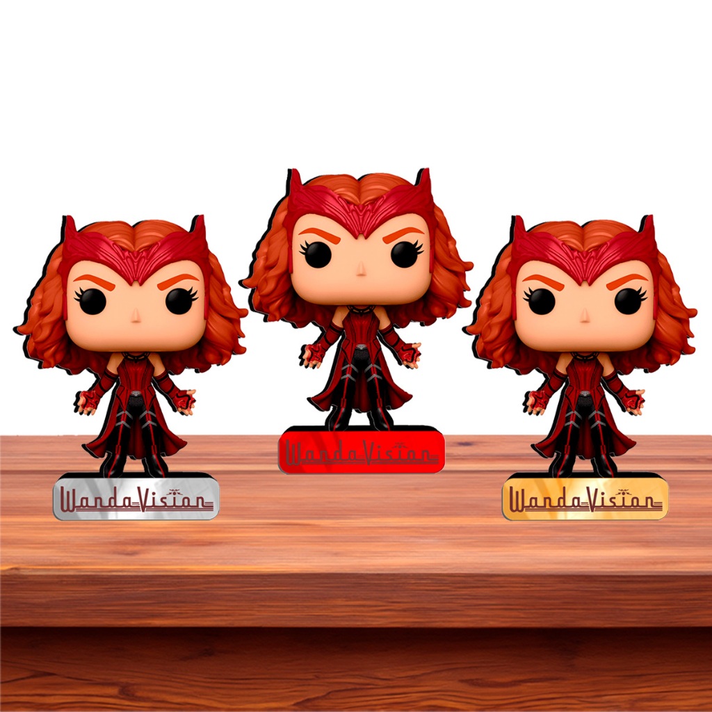 Totem Scarlet Witch Wanda Vision Feiticeira Escarlate Mdf 12 Cm Boneco Pop Enfeite Decoração Geek