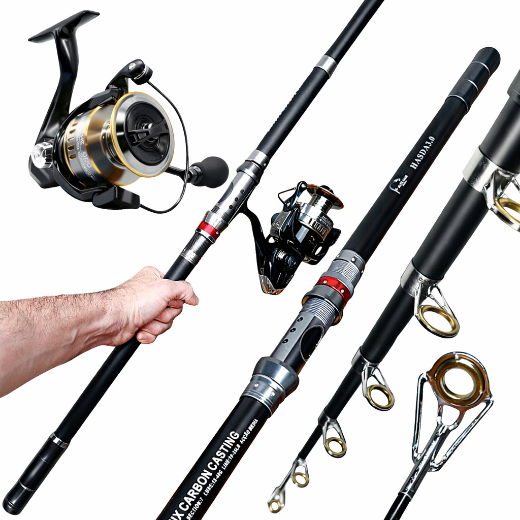 KIT PESCA PRAIA COSTAO ALTO MAR MOLINETE 7000 14 ROLAMENTOS VARA 3.0M 35LB CARBONO - PEIXE GRANDE