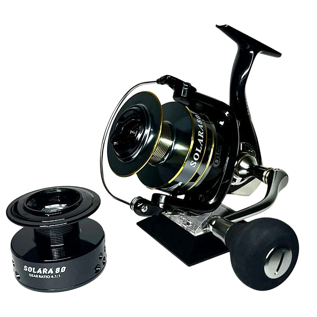 MOLINETE DE PESCA PESADA SAHARA SOLARA 80 - 10 ROLAMENTOS - DRAG:15KG C/ CARRETEL EXTRA