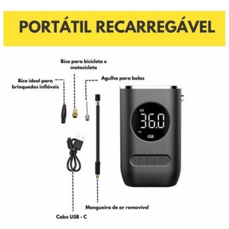 Mini Compressor De Ar Portátil Bola Carro Bicicleta Moto Usb