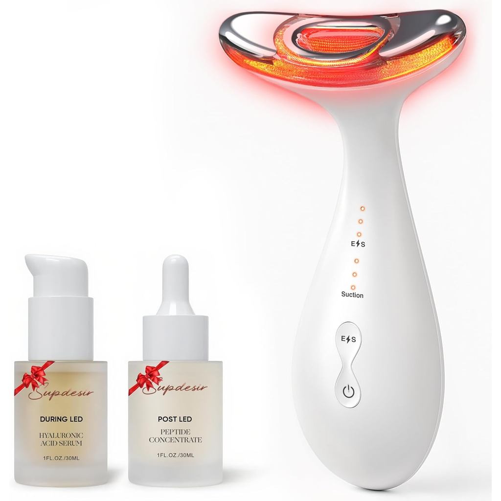 3-in-1 for Aurora Red Light for Face & Neck Beauty Massager, with Suction, Vibration, Heat, 3 Light Therapies for Skin G