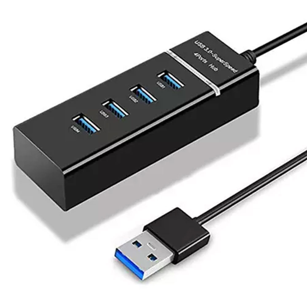 Hub USB 3.0 de Alta Velocidade com 4 Portas, Indicador LED Branco, 5,0 Gbps, Mini para Laptop e PC Escritório