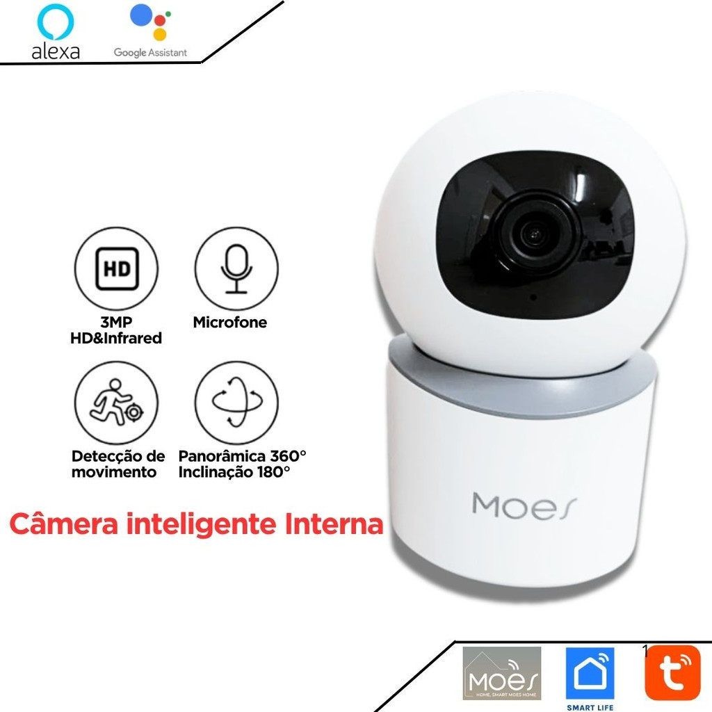 Câmera Wi-Fi Inteligente 360° 3MP com Noturna, Áudio e Tuya