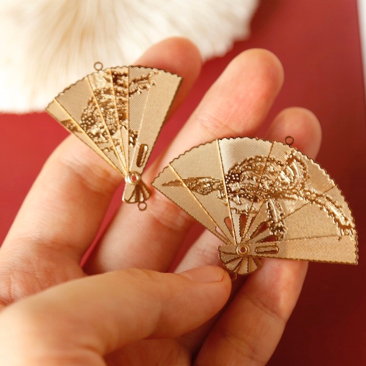 Preservação de cor estilo chinês pode abrir e fechar brincos pingente de leque material diy grampo de cabelo antigo aces