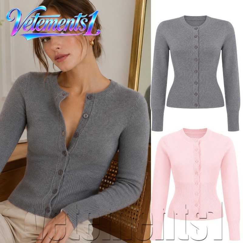 [Navio Grátis] Cardigan De Malha De Cor Sólida – Top Feminino De Manga Comprida Slim Elegante , Moderno , Casual Com Bot