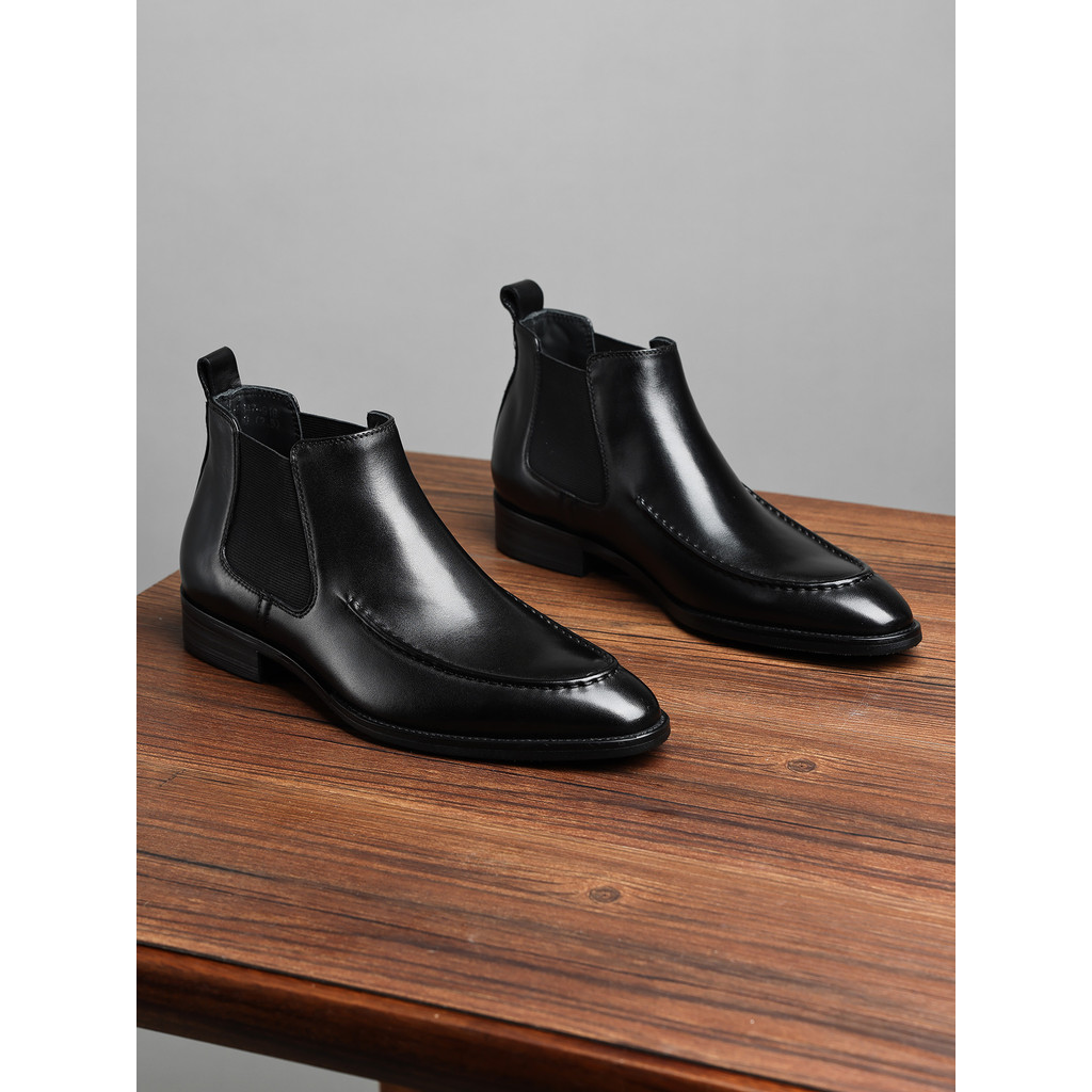 2025 outono inverno novo estilo estilo britânico couro genuíno Chelsea botas de negócios masculino apontou Toe manga bot