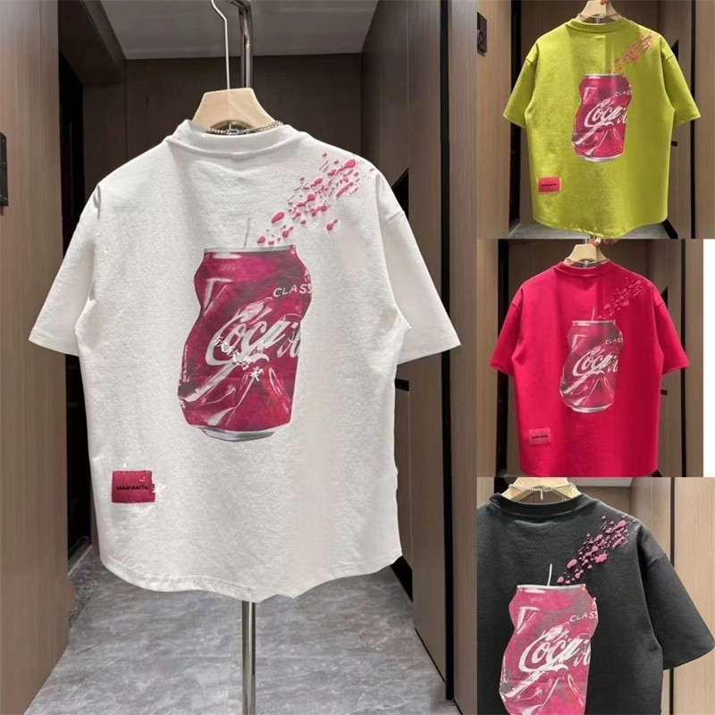 Verão novo arco puro algodão de manga curta camiseta masculina versão coreana moda na moda impresso casal meia manga Bot