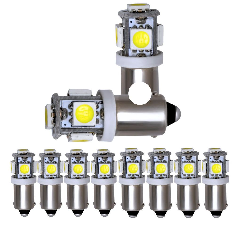 KIT 10 LAMPADA BA9S 5 LED T4W 69 BRANCO 12V