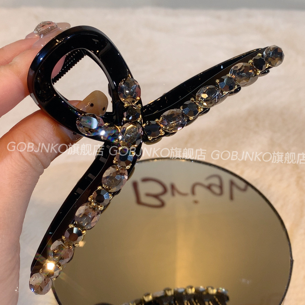 GOBJNKO Paris Designer strass cruz clipe feminino tamanho grande grampo de cabelo tubarão High-End grampo de cabelo