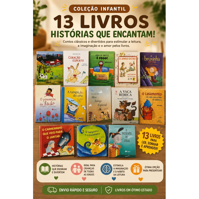 Kit 13 Livros Infantis Clássicos e Educativos | Histórias Ilustradas | Excelente Estado