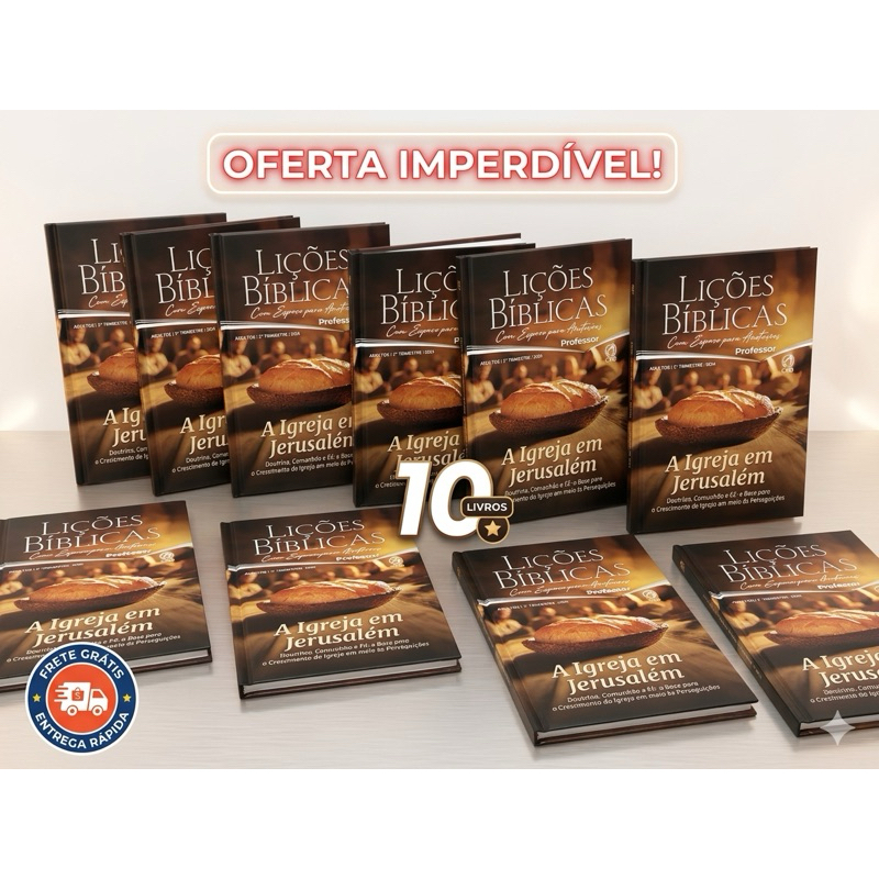 Kit 10 Lições Bíblicas Professor – A Igreja em Jerusalém | Adultos 3º Trimestre 2025 | Capa Dura | CPAD