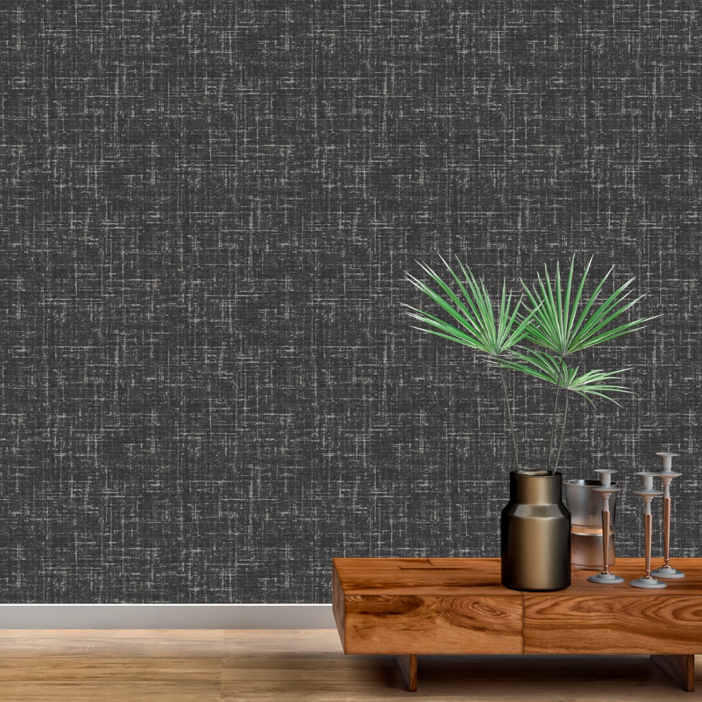 PAPEL DE PAREDE LINHO AUTOCOLANTE PRETO- ADESIVO PREMIUM LINHA STYLOS