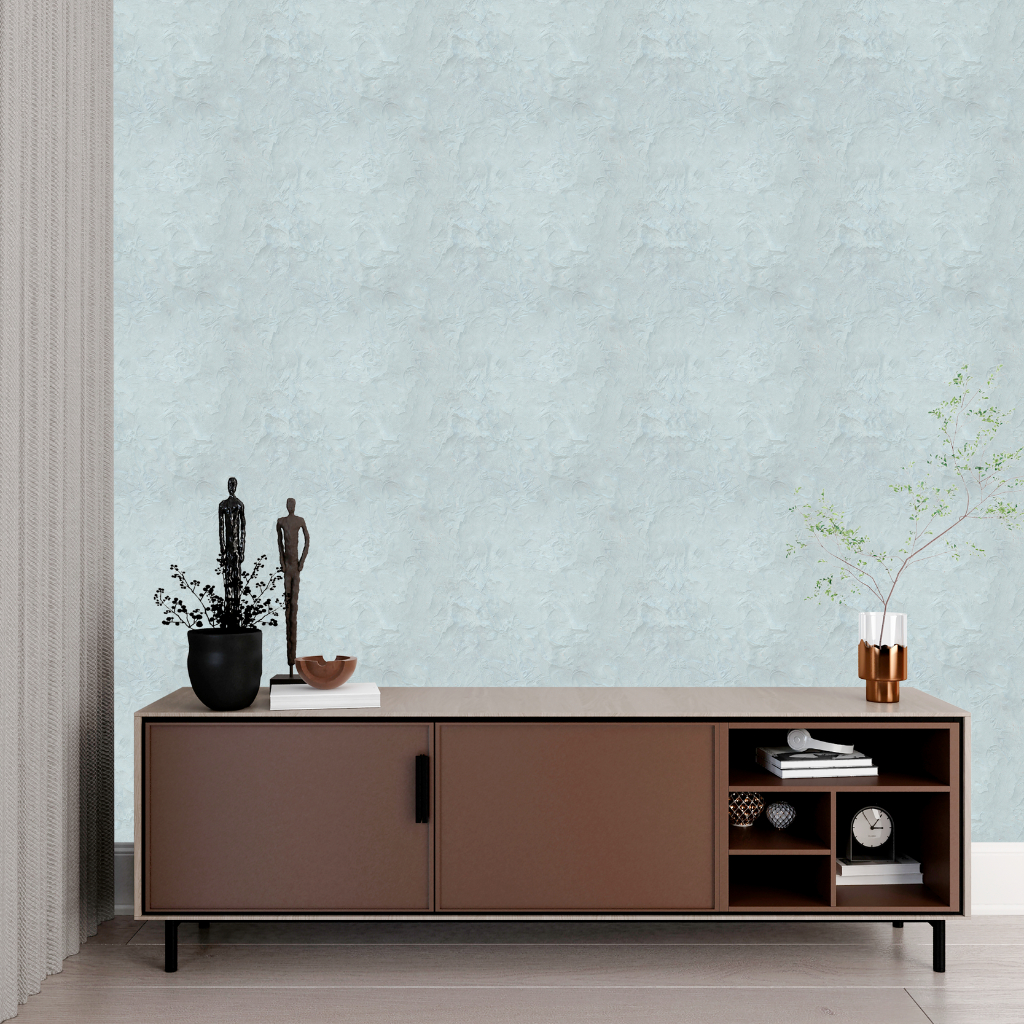 Papel de Parede Cimento Queimado Azul Claro Lavável Adesivo Premium 3M 3x0,5m