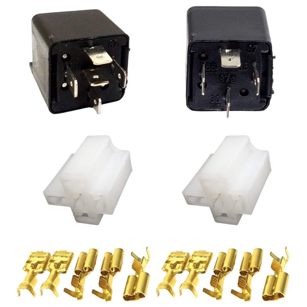 40x Conjuntos Porta Relês 5 Vias Branco Com 40x Relê 4 e 5 Pinos 40a 12v Com Suporte Fixação Auxiliar Universal