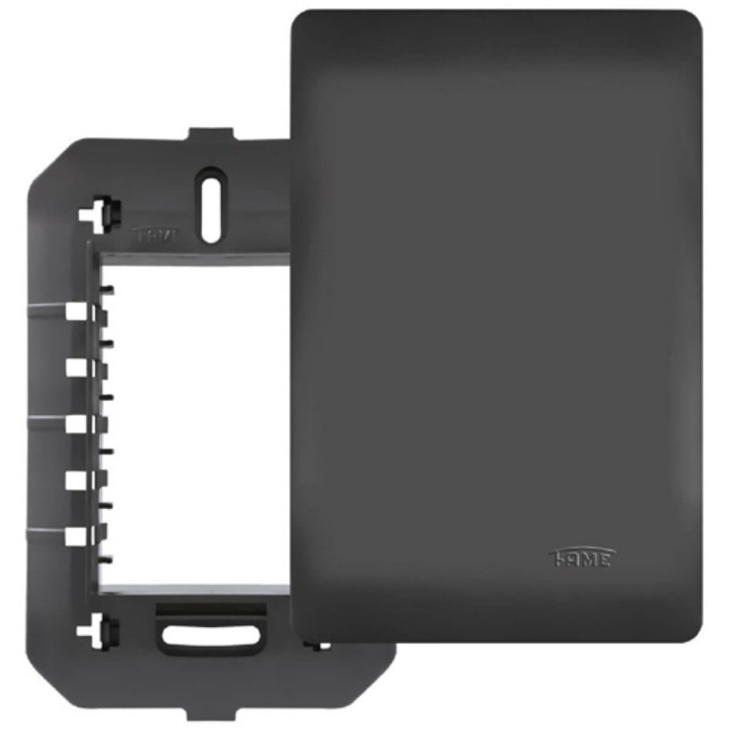 Placa 4x2 cega com suporte preto fosco black habitat