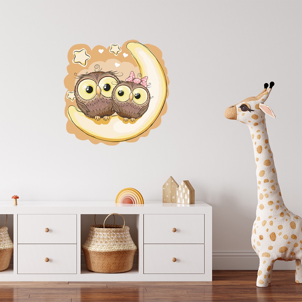 Adesivo de Parede Infantil Coruja Namorados Quarto Bebe - 129ir