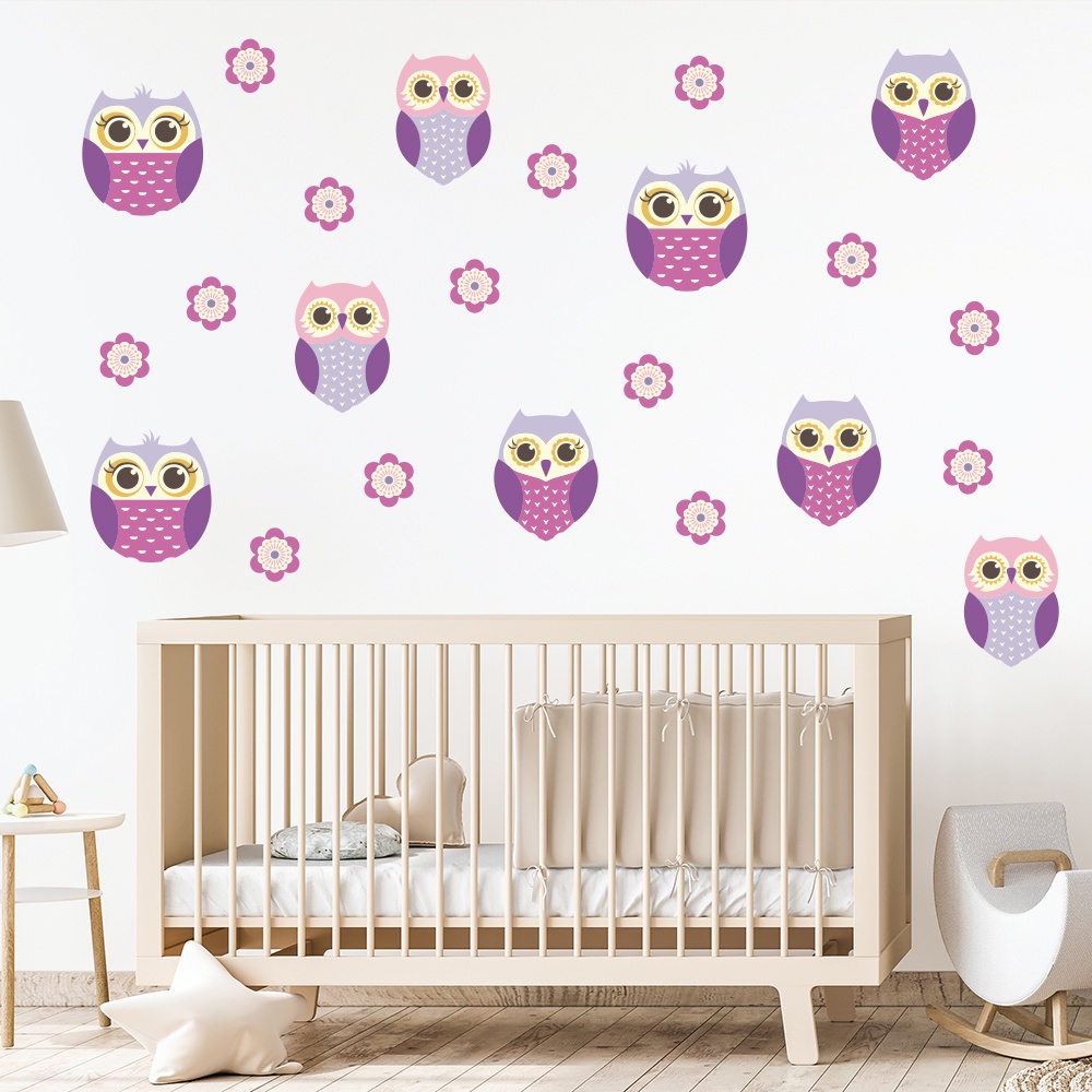 Adesivo de Parede Infantil Corujas Quarto Menino Bebe - 192ir