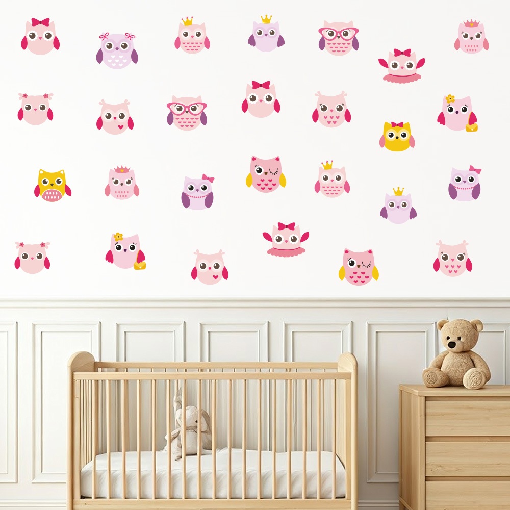 Adesivo de Parede Infantil Corujas Quarto Menina Menino Decoração Bebê - 276adn