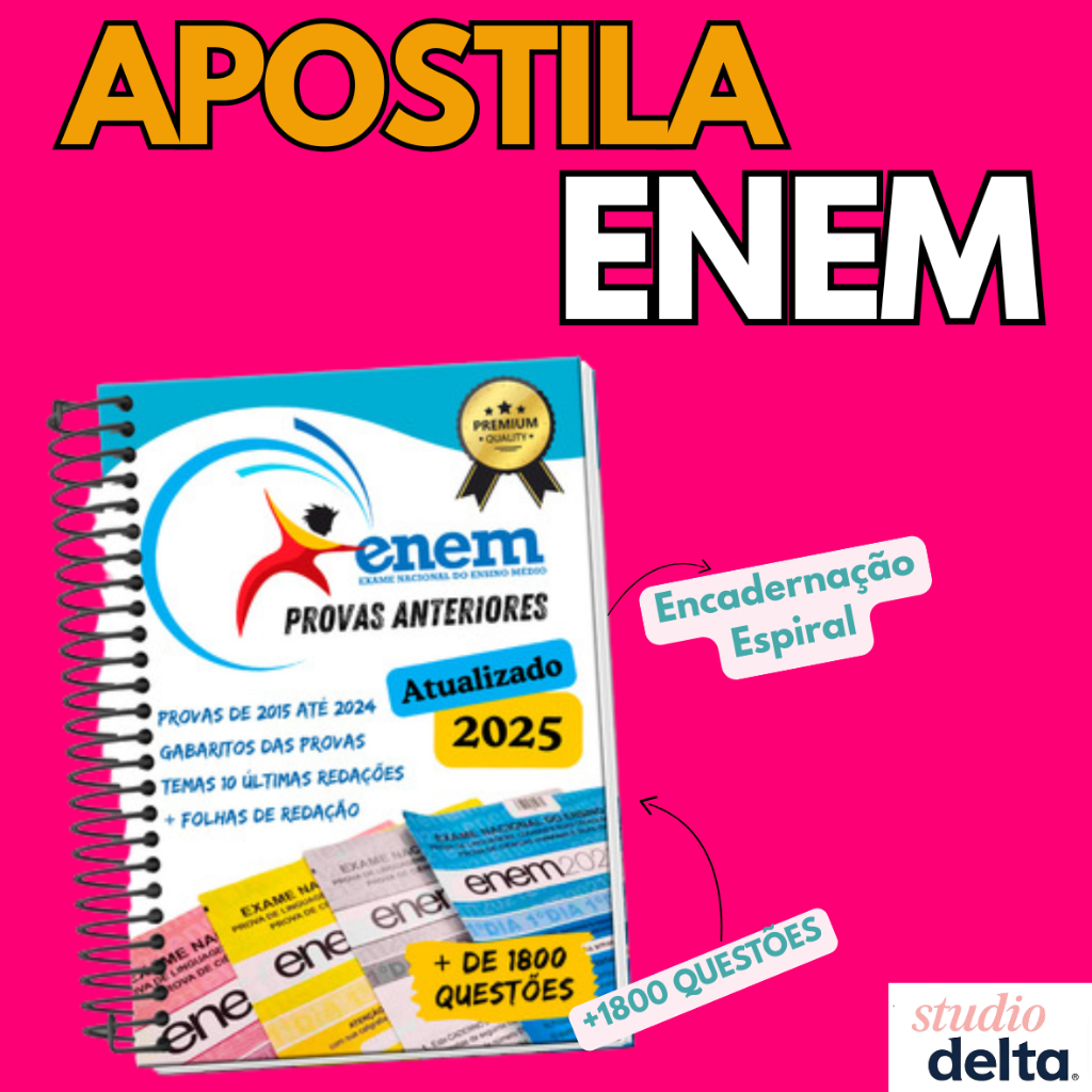 Apostila ENEM Oficial |  (2022-2024) 03 ANOS DE CONTEÚDO com FOLHAS REDAÇÃO e GABARITOS