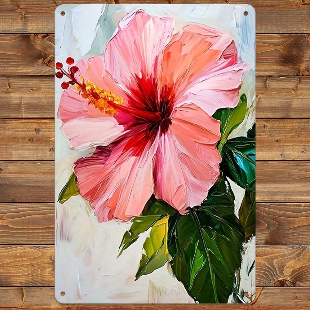 CIFbuy 1 Peça Arte De Parede De Hibisco Rosa 2D Painel Plano Moderno E Minimalista Decoração De Flores Sala De Estar Qua