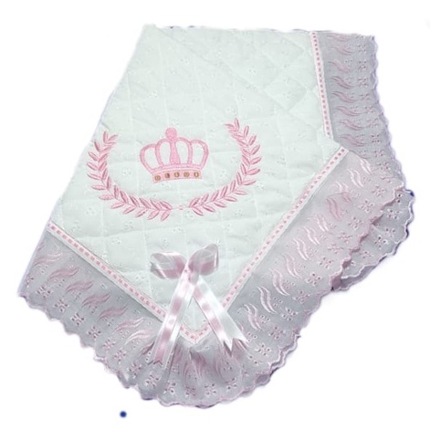 Manta De Lese Bordada Com Forro Coroa Rosa Infantil Menina