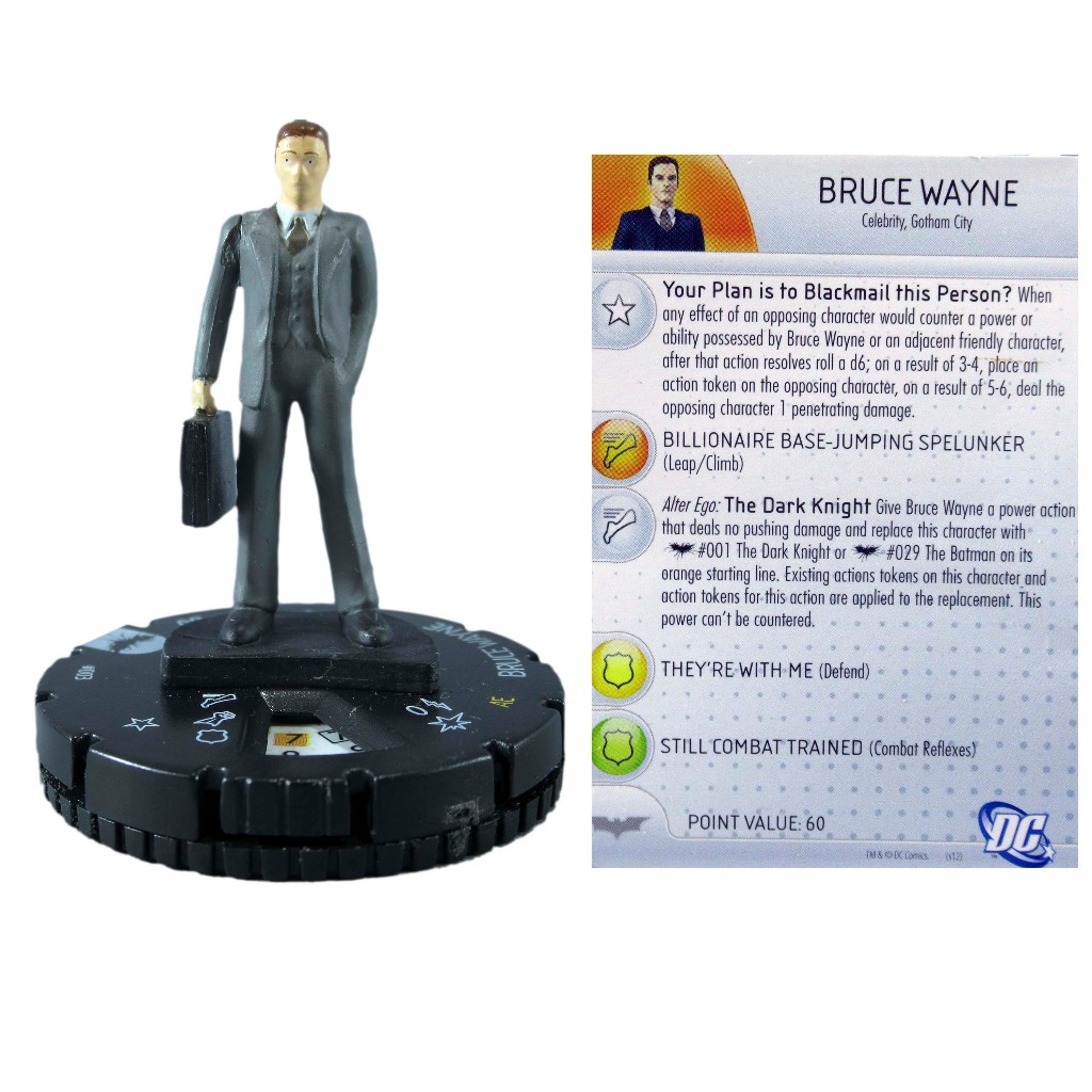 Miniatura Heroclix Bruce Wayne 003 com card Batman The Dark Knight Rises