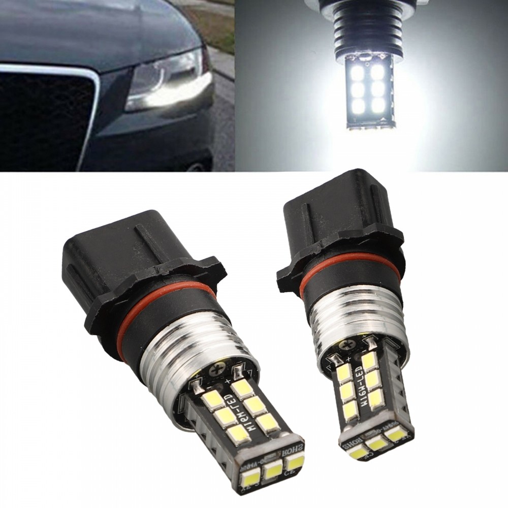 Luzes De Nevoeiro Lâmpada P13W Branco Canbus DRL Circulação Diurna 12V DC 15LED 2835