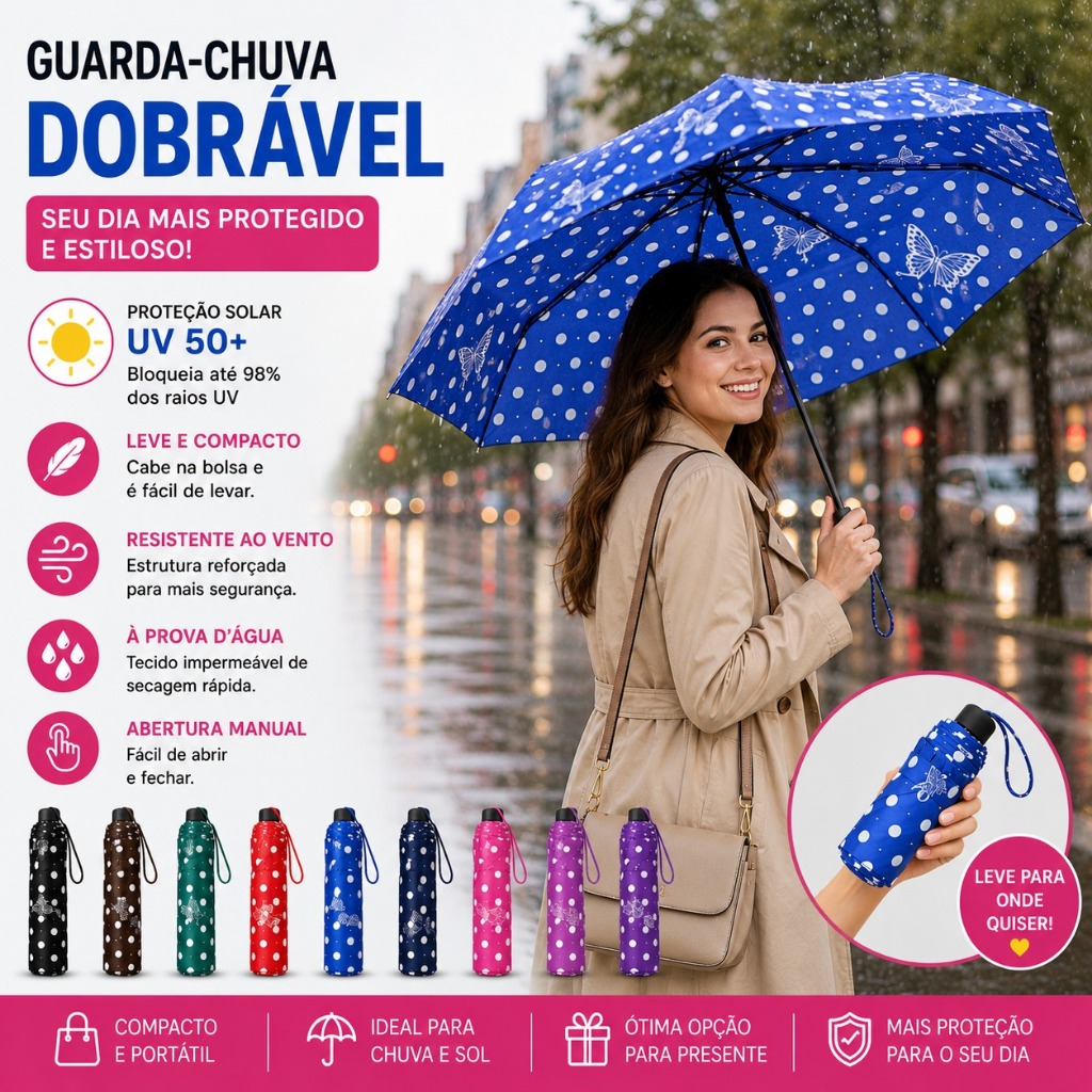 10-Rib Durable Folding Umbrella - Ball & Butterfly Print, Perfect for Daily Use