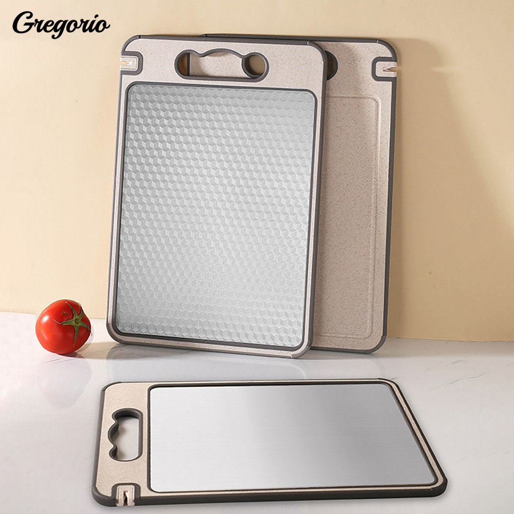 Double-sided Cutting Board Stainless Steel with Handle – Durable Chopping for Meat Vegetables Kitchen Use Easy to Clea