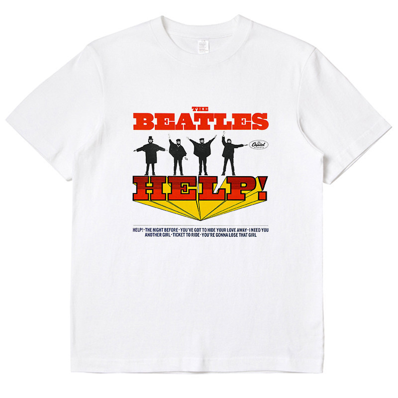 Music Soul Camiseta Beatles Help Poster Estampa Banda Rock confortável estilosa atemporal moda feminina
