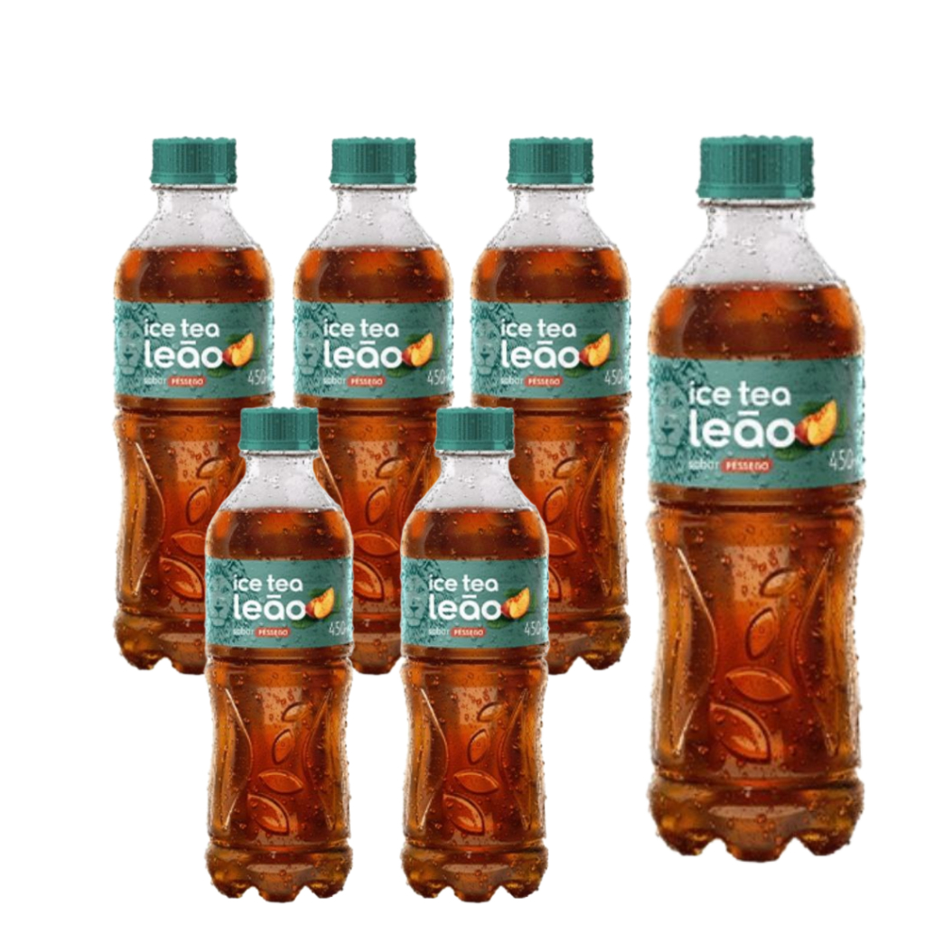 CHÁ MATTE LEÃO ICE TEA PESSEGO KIT6UN GARRAFA 450ML