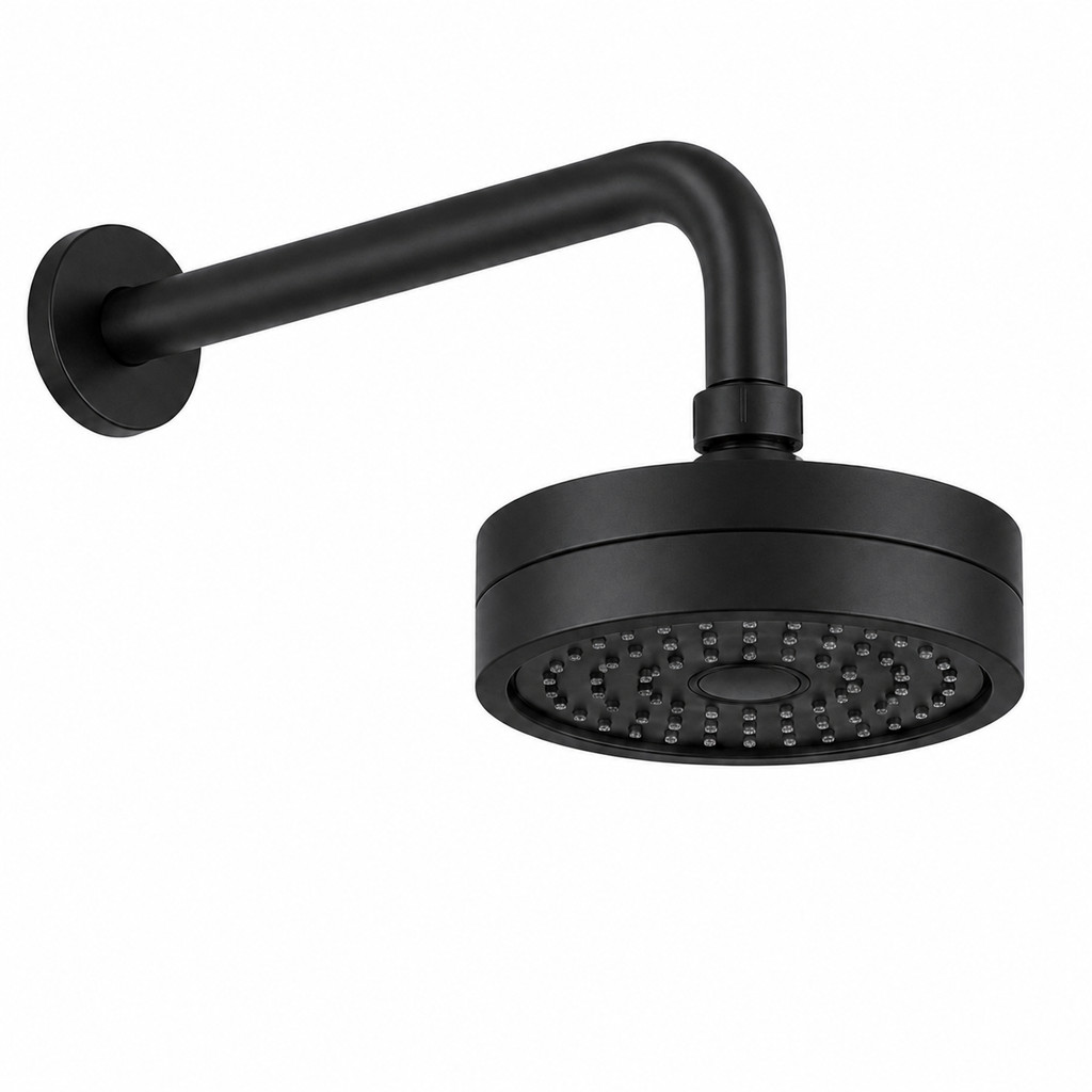 Chuveiro Ducha Autolimpante Preto Fosco Articulável Redondo para Água Fria Aquecedor Solar e Gás