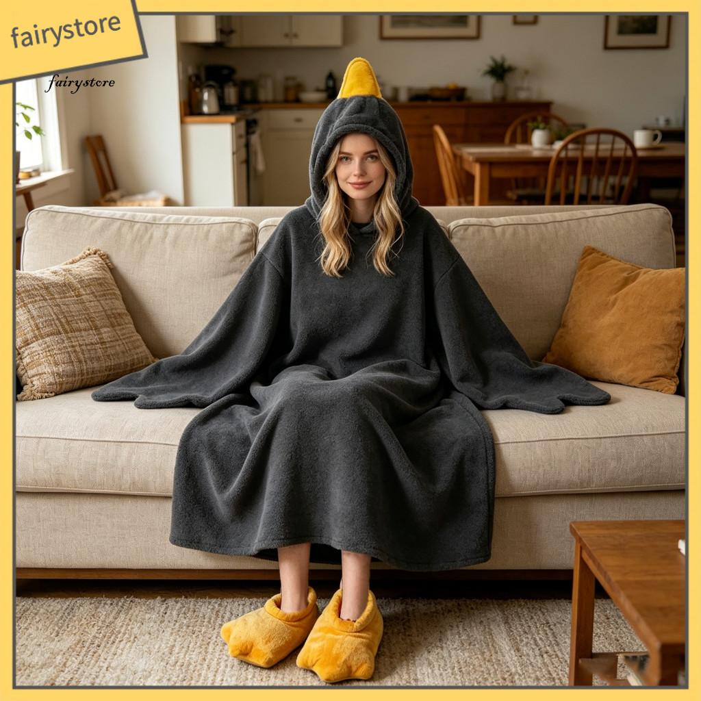 Family Gathering Loungewear Adult Hooded Blanket Unisex Goose Hoodie Pajamas Set – Oversized Soft Warm Winter Bodysuit