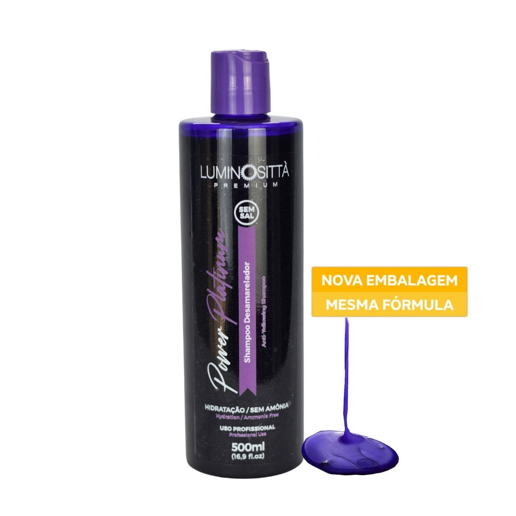 Shampoo Desamarelador Matizador ação rápida sem sal 500 Ml Luminosittà
