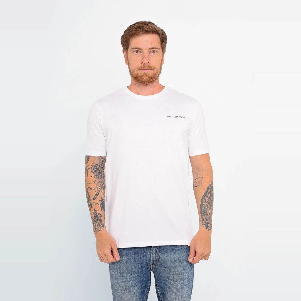 Camiseta Masculina Tommy Hilfiger Original Logo Peito Est. 1985