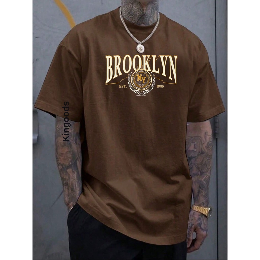 Camiseta Masculina Brooklyn est 1985 Camisa 100% Algodão Malha Premium