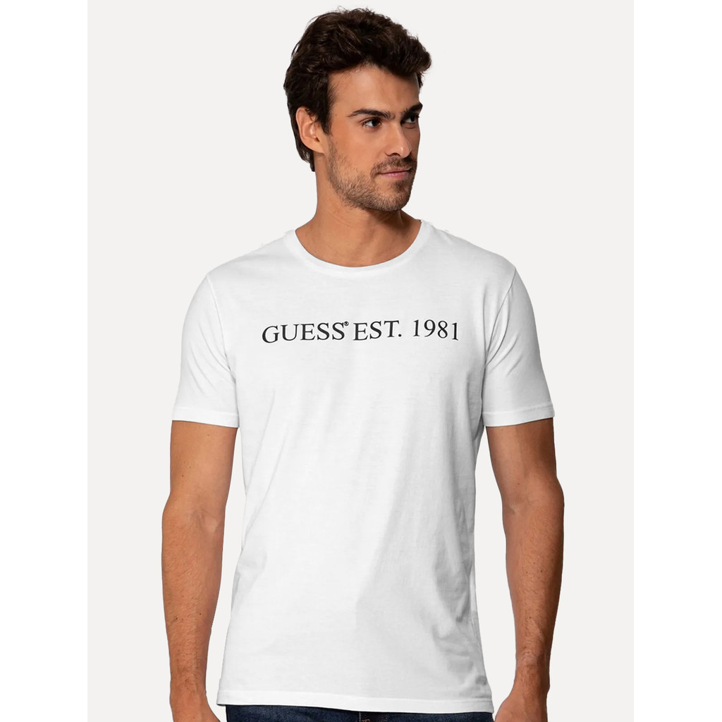 Camiseta Guess Original Masculina Est 1981 Relevo Branca