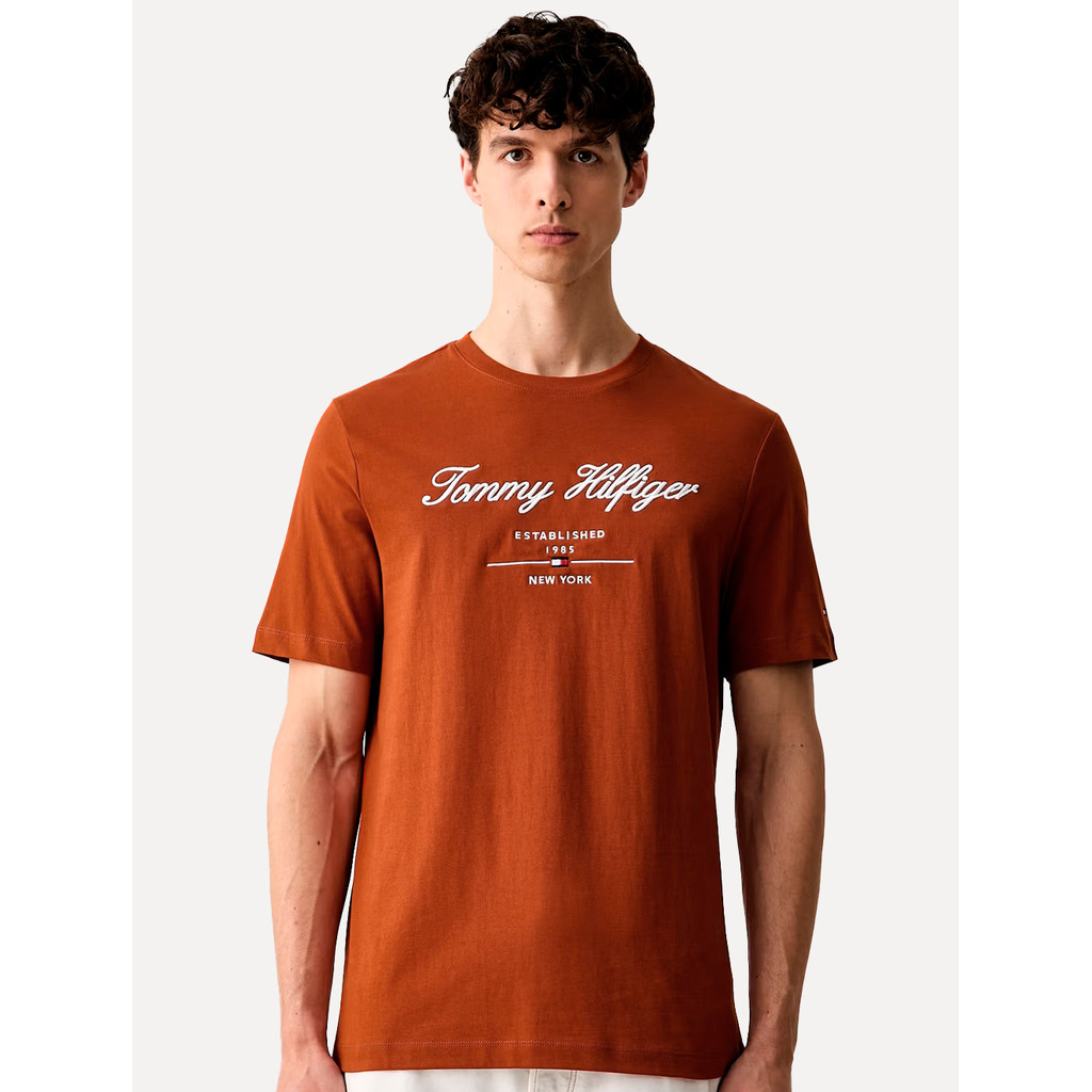 Camiseta Tommy Hilfiger Masculina Embroidered Est. 1985 New York Laranja