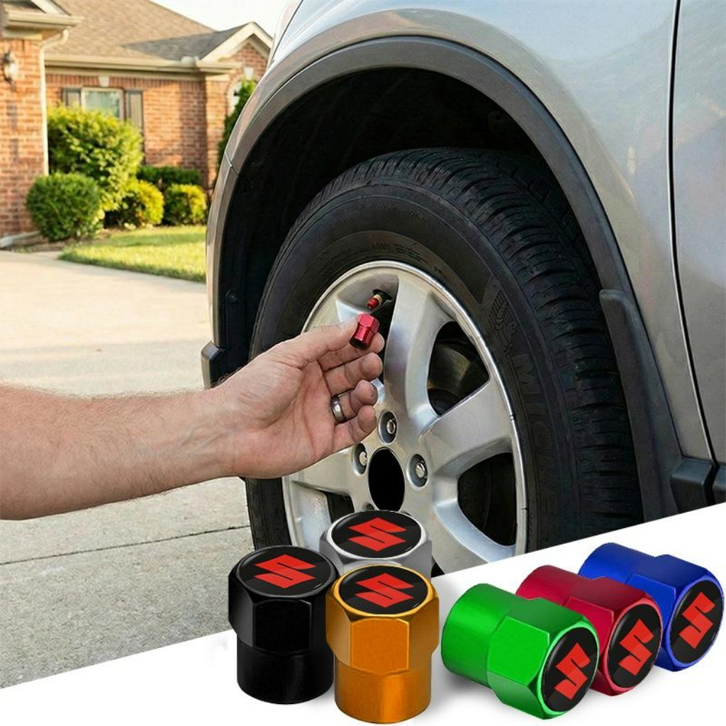 Kit com 4 Liga de Alumínio Tampinha de Pneu Capa de Válvula Acessórios Automotivos For Suzuki Jimny Swift Vitara SX4