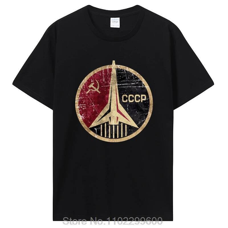 Vintage Russia CCCP Yuri Gagarin T-Shirt Men Clothing Group Team Soviet Retro Tshirt Sputnik Space Exploration Program T