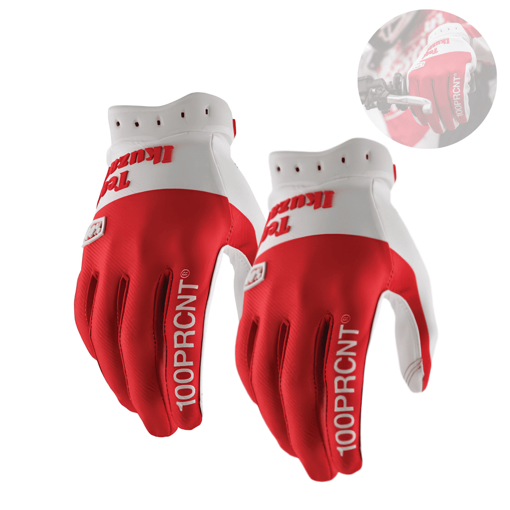 Luva 100% Ridefit 26 Team Ikuzawa Motocross Trilha Enduro Offroad Original Vermelho Branco Respiravel