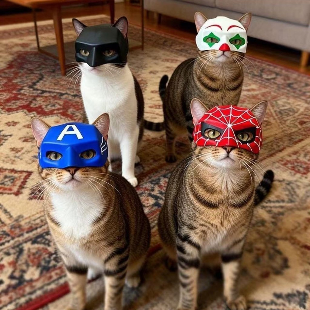 TK Cross-Border Fun Cat Superhero Mask Batman American Team Spiderman Joker Style Halloween Party Dress Up Foto Decoraçã