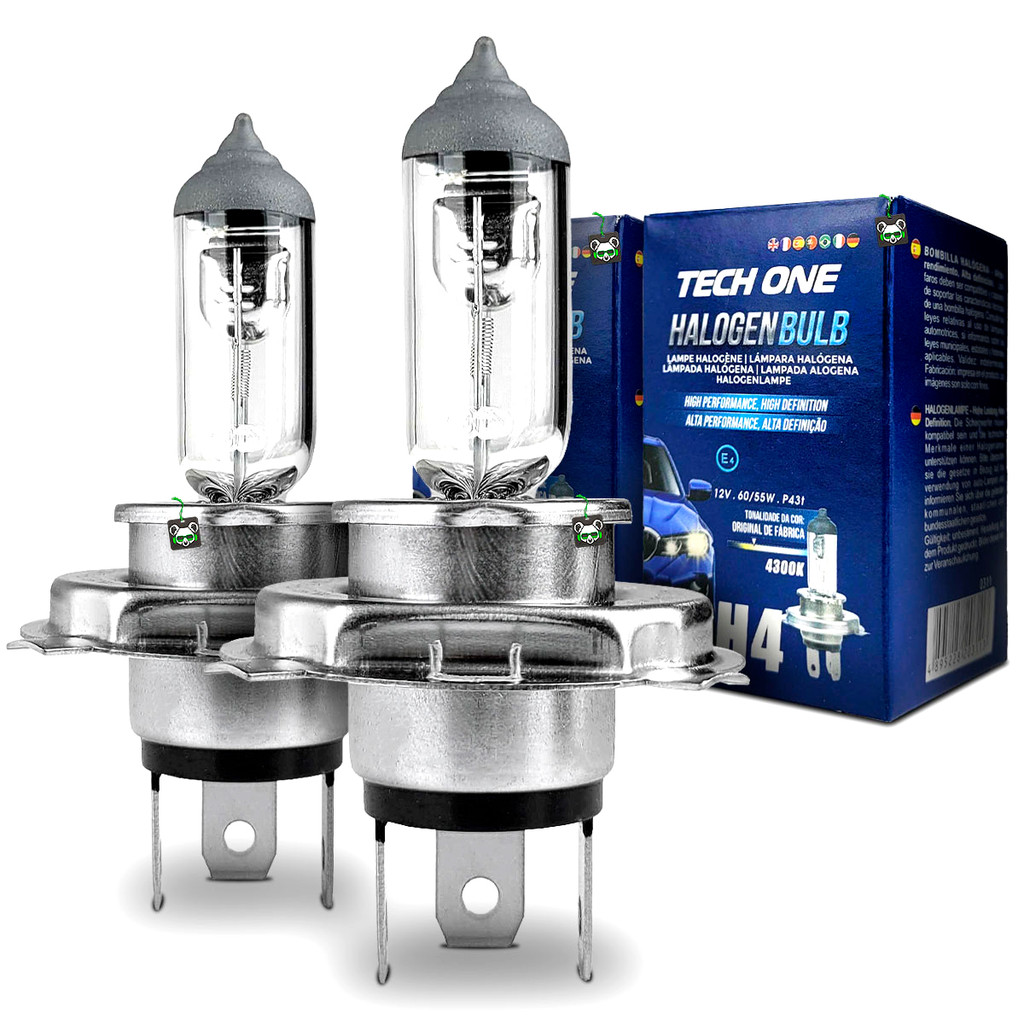 Par Lâmpada Halógena H4 4300k 12V 60/55w Techone
