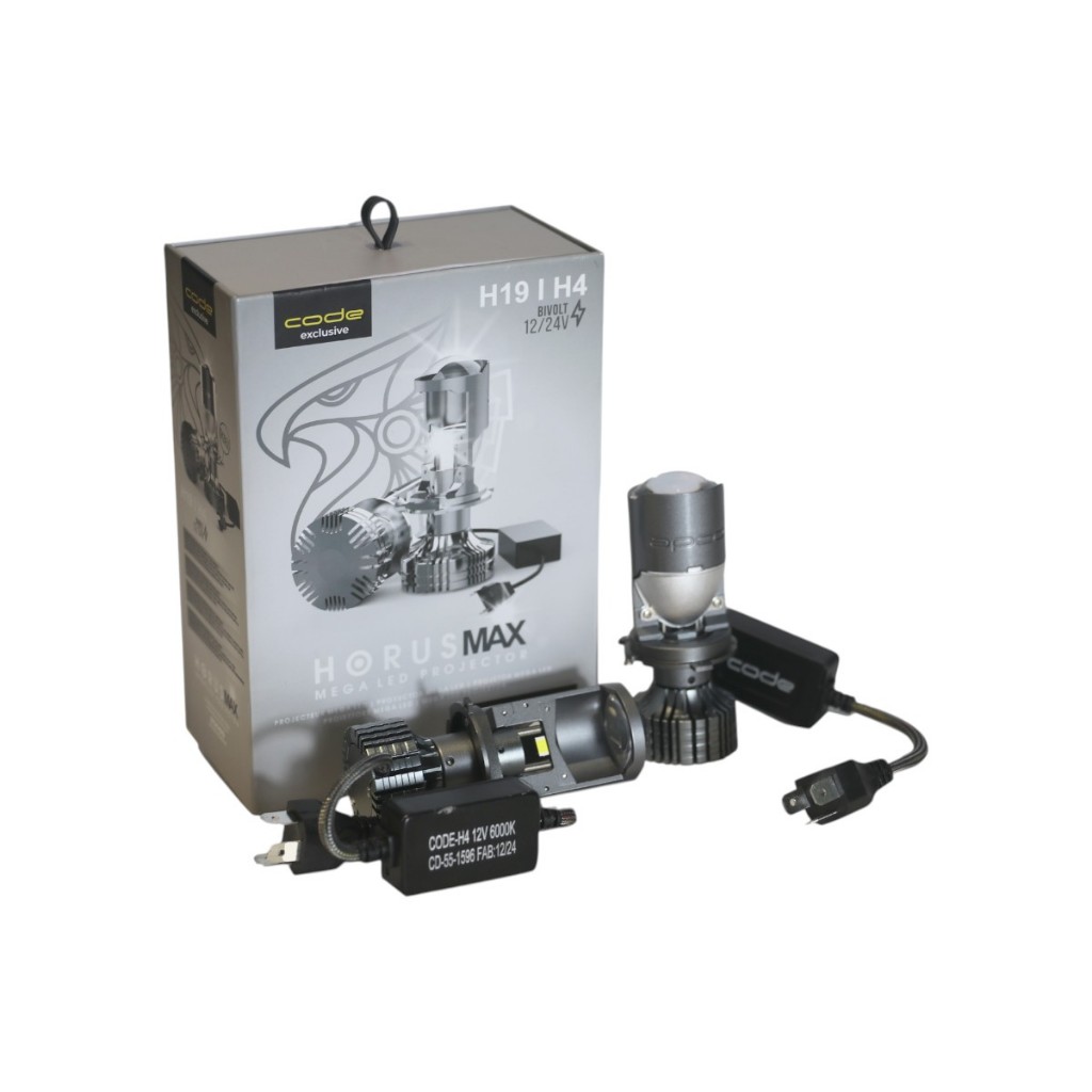 Par Lampada Mega Led Horus Projetor H4 H19 6000k TechOne Code 12v