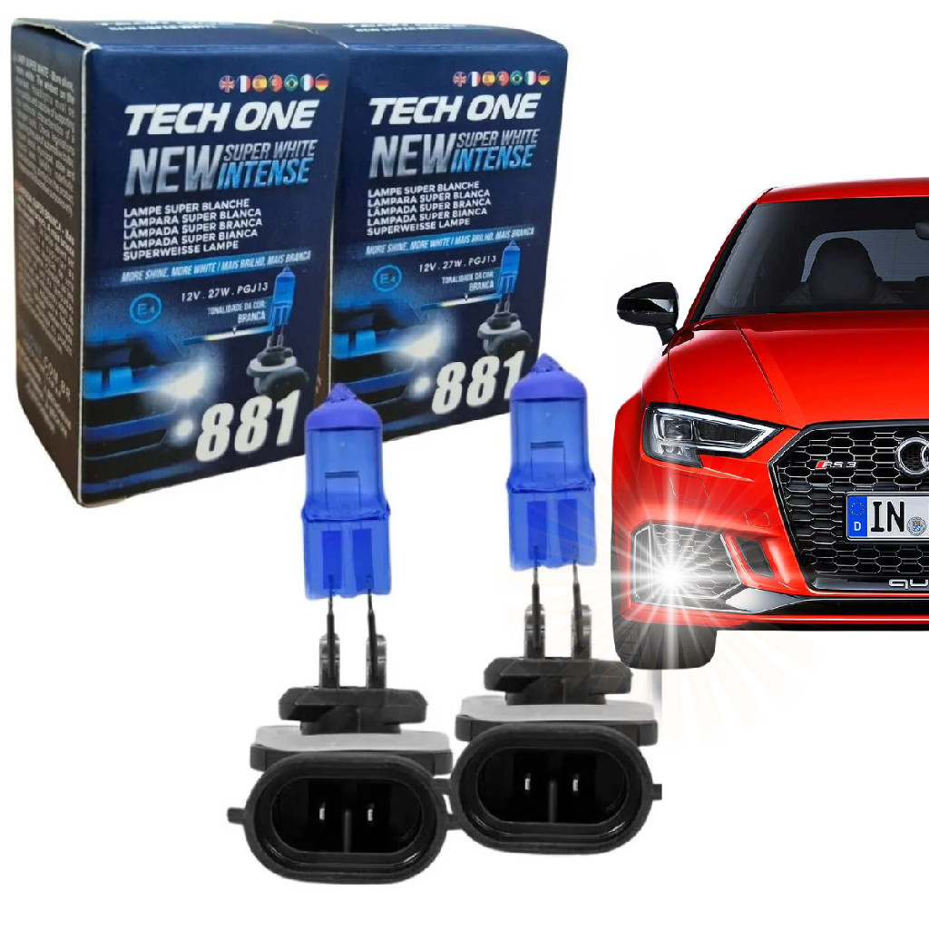 Par Lampada Super Branca H27 881 8500k Xenon 12v 27w Techone