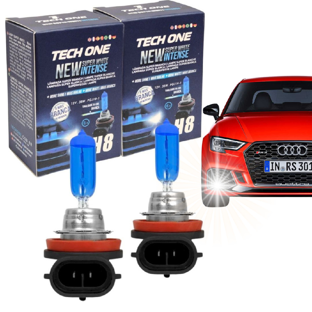 Par Lampada Super Branca H8 8500k Tipo Xenon 12v 35w Techone