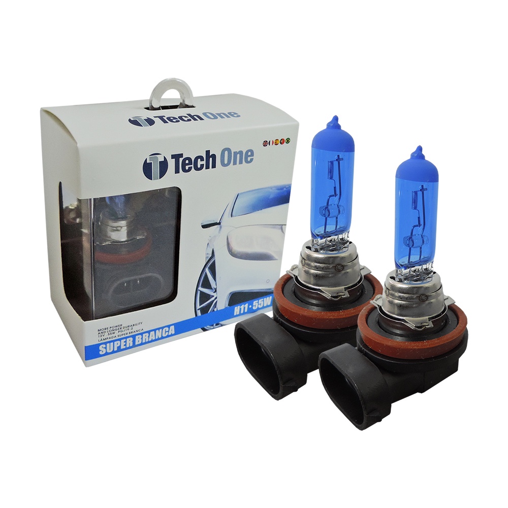 LÂMPADA TECHONE SUPER BRANCA 8500K H11 55W 12V